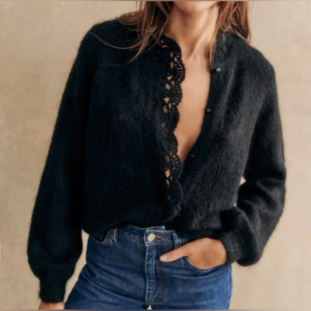Sezane Black Angie Cardigan